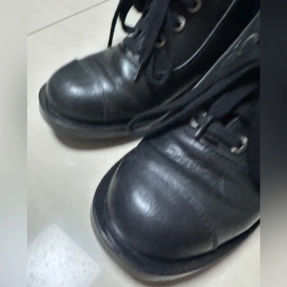 Auth Chanel Black Navy Blue Tweed Boots Socks Boots 39 Women - Picture 8 of 16